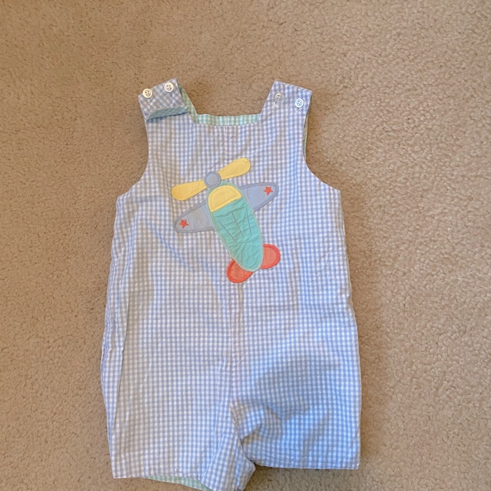 Bailey Boys Reversible Smocked Jon Jon - Airplane/Dinosaur